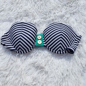 Xhilaration Bikini Top Medium Blue White Stripes